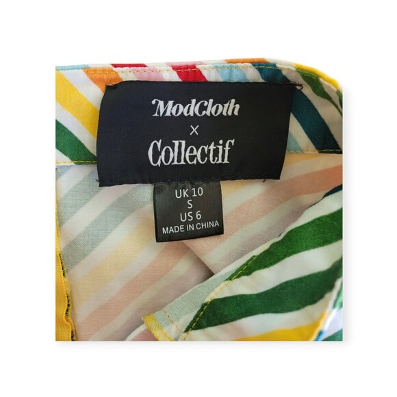 Collectif Modcloth Rainbow Stripe Retro Rockabilly 50s Vintage A-Line Skirt S - Picture 6 of 11